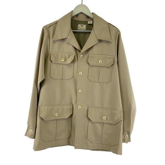 Levi’s Panatela Jacket Tan Flap Button Pocket Collared Leisure Chore Mens Large - Picture 1 of 14